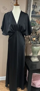 Vestido negro manga acampanada cuello en V profundo BHLDN Leila talla 12 - Imagen 1 de 10