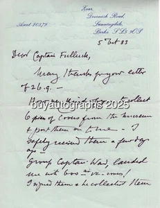 Victoria Cross recipient Freddie West VC hand written signed letter - Picture 1 of 2