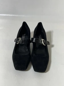 Franco Sarto L-FAVE black slip on shoe women 7.5 Square Heel Mary Jane Buckle - Picture 1 of 7