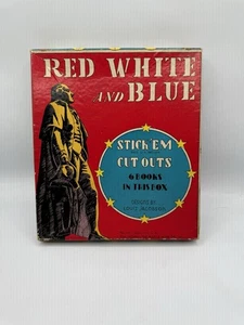 Red White & Blue Patriotic Stick'em Cutout Books-1941-With Box & 5 Books - Picture 1 of 9
