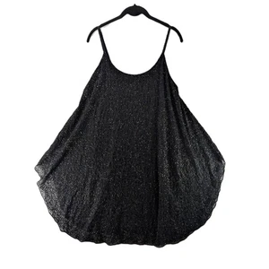 Alice and Olivia Rhea Beaded Tank Dress Womens Sz Medium Black Heavy Adjustable - Picture 1 of 8
