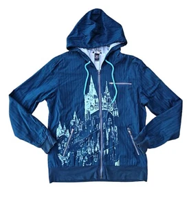 Paul Frank Cityscape Full Zip Blue Pinstripe Hooded Jacket Vtg 90s Y2K Size M? - Picture 1 of 12