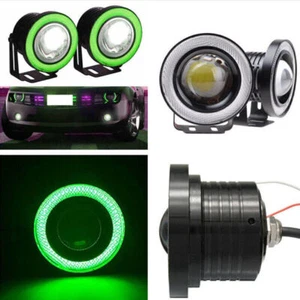 2x Green 2.5" 64MM Car COB LED Fog Light Projector Angel Eyes Halo Ring DRL 10W - Picture 1 of 9