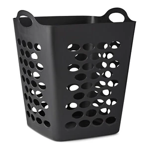 Flexible Black Laundry Hamper W/ Carrying Handles Square Shape Plastic - Picture 1 of 5