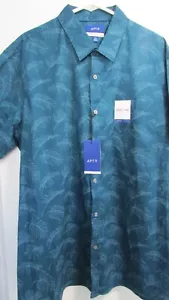 NEW Mens sz XXL HEIQ Smart SS Button Collar Palm Leaf Teal Green Shirt by Apt 9 - Picture 1 of 8