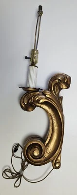 Arandela de parede estilo barroco grande dourada cerâmica com plugue - Imagem 1 de 4