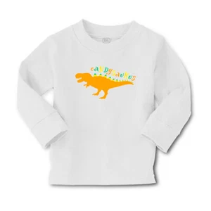 Kids Long Sleeve T Shirt Candy Saurus Orange Colour Cotton Girls & Boys Clothes - Picture 1 of 12