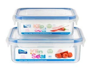 2 x Plastic Food Storage Containers Airtight Clip Seal Lock Kitchen 500 + 240ml - Picture 1 of 1