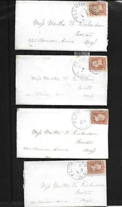 4 Letters 1868 from Plymouth NH to Boston MA USA with 1861 Washington 3¢ Stamp - Picture 1 of 1