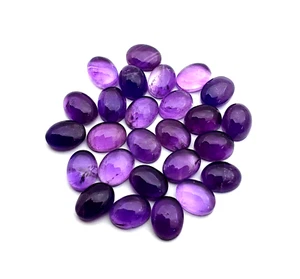 Natural Amethyst Oval Cabochon Loose Gemstone Lot 26 Pcs 6*8 MM 36 CT - Picture 1 of 4