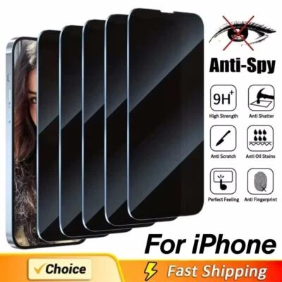 Protector de pantalla de privacidad de vidrio templado privado antiespía para iPhone 6 ~ 16 Pro Max Foto 1 de 4