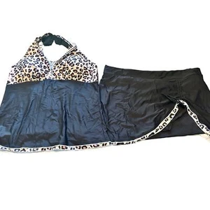 Neu ohne Etikett KeaSuzy Damen zweiteiliger Badeanzug Tankini mit Rock schwarz/Druck Größe 3XL - Bild 1 von 4