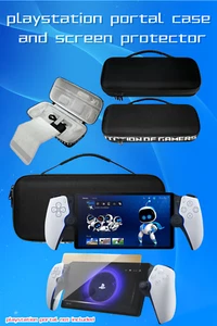 For PlayStation Portal Games Console Black Hard Case Storage Bag + Tempered Film - Picture 1 of 8