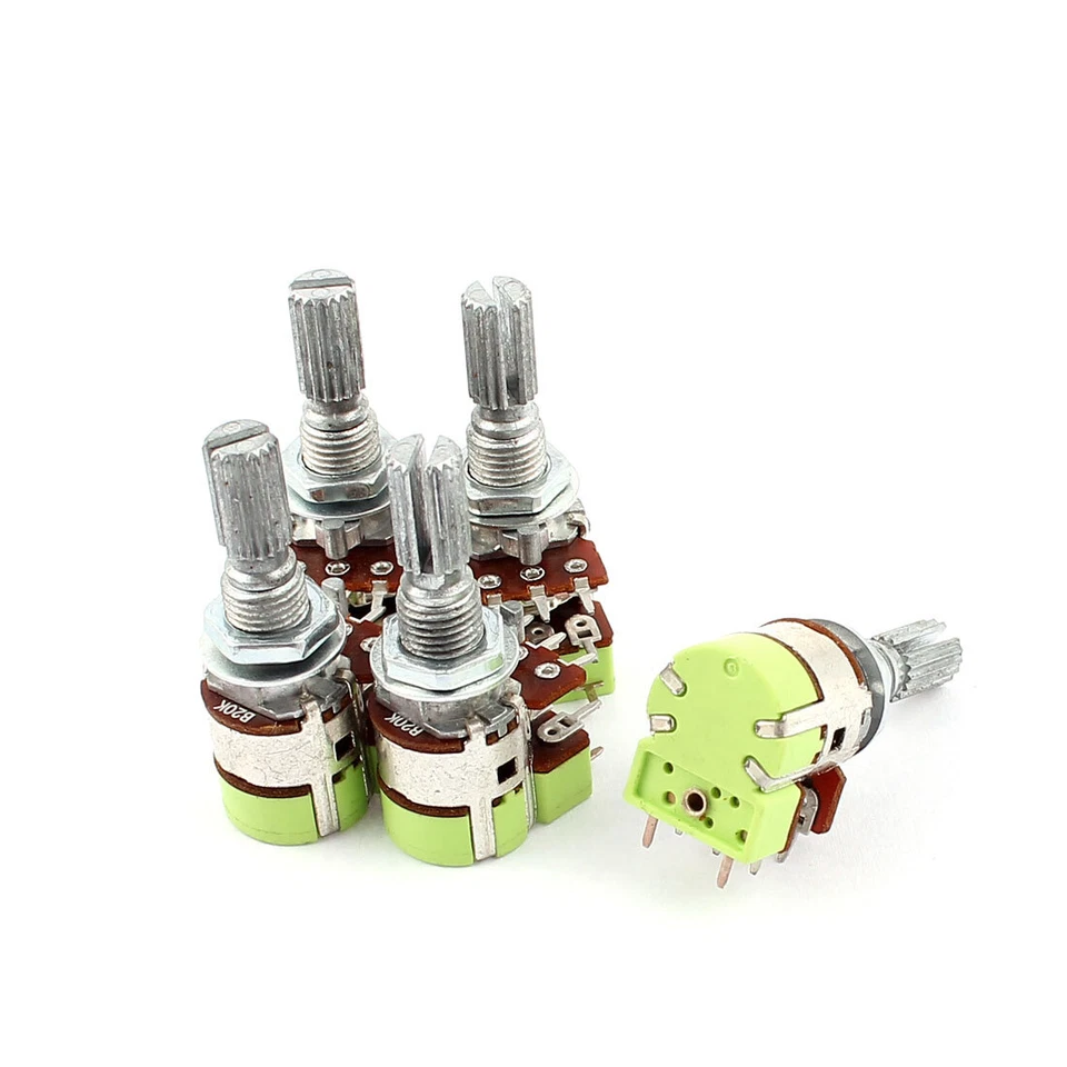 5Stk Stereo B20K 20K Ohm Linear Kegel Volume Kontrolle Potentiometer Schalter - Bild 1 von 1