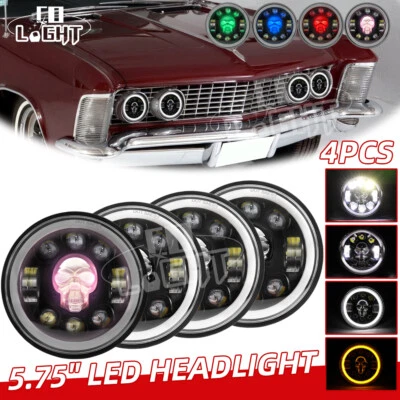 Faros LED calavera alta/bajo halo para Buick Electra Wildcat 4 piezas 5-3/4 5,75" RGB Foto 1 de 4