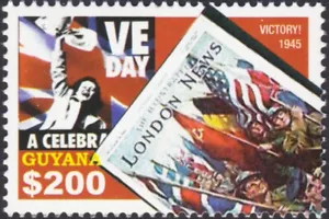 WWII 1945 VE-DAY Victory! The Illustrated London News Newspaper Stamp - Picture 1 of 1