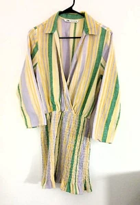 Mini Vestido Para Mujer Zara Multicolor Rayas Manga Larga Doble Pecho Talla S - Imagen 1 de 6
