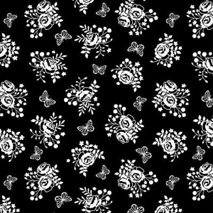 Wilmington Prints - Shadow Blooms - Bouquet Toss - Black, Fabric BTY - Picture 1 of 3