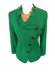 Lafayette 148 New York Small Green Button Up Extra Fine Wool Sweater EUC - Picture 1 of 6
