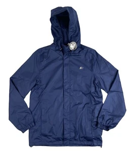 Starter Navy Blue Full Zip Snap Lightweight Windbreaker Jacket Size Small S - Picture 1 of 12