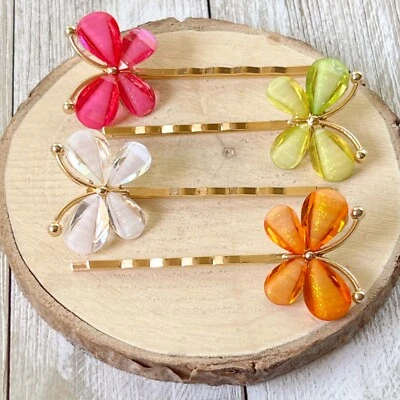 Alfileres para el cabello con diamantes de imitación mariposa decorativos para mujer rosa naranja estético Foto 1 de 4