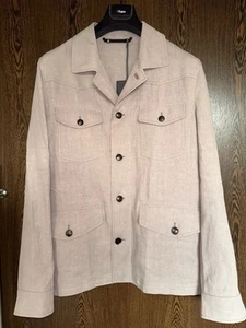Ermenegildo Zegna Beige Lino Collection Linen Overshirt Jacket Size XL 54 R NEW - Picture 1 of 24