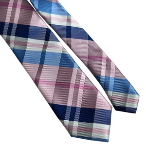 IZOD Men's Skinny 53” Neck Tie 100% Polyester ~ Tartan ~ Plaids & Checks Pink - Picture 1 of 8