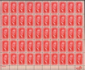 USA #1269 - 1965 Full Sheet of 50 Stamps, Pl 28164 "Herbert Hoover" 5¢ XF MNH - Picture 1 of 4