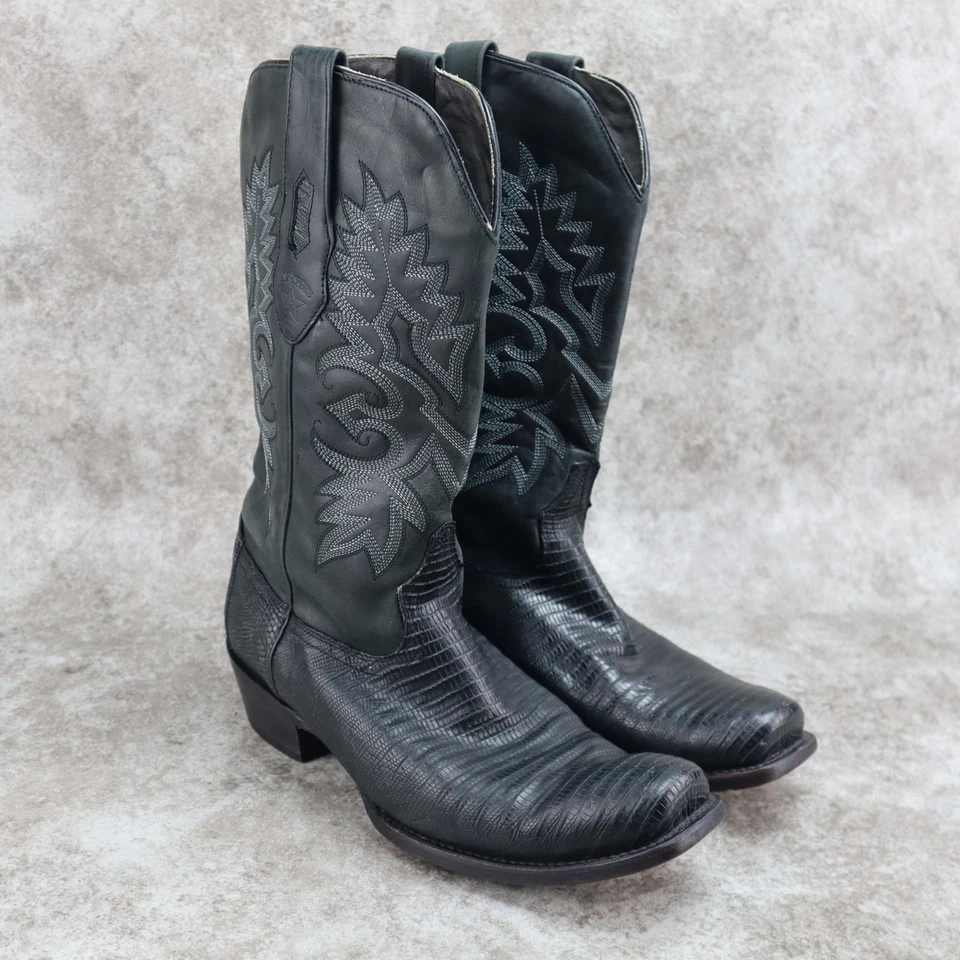 Los Altos ящерица ботинки из черной кожи Дубай носок квадратный мужской размер 10,5 D - Изображение 1 из 4