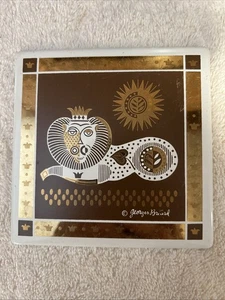 Vintage Mid Century Modern MCM Georges Briard "Löwe" Untersetzer Metallfliese - Bild 1 von 5
