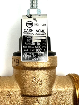 CASH ACME EB45 Pressure Regulator,3/4in,NPT, 31LH28 Set at 25 PSI /   20-70 PSI - Image 1 of 4