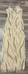 CACHE Silk Natural beaded dress Size Small - Picture 1 of 9