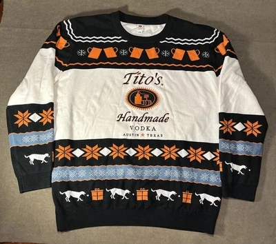 TITO'S ручной работы водки уродливый праздник Рождество вечеринки свитер размер XXL - Изображение 1 из 4