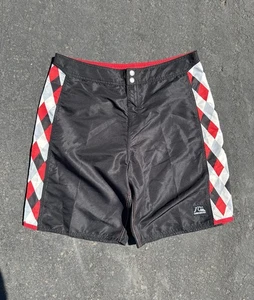 Vintage Quiksilver Boardshorts Surf Trunk 36 Nylon 80s 90s Red & Black Rare - Picture 1 of 13