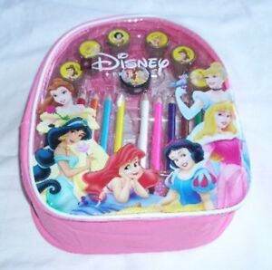 Disney Princesses Licensed Backpack w/ Color Pencil Self Ink Stamper Art Set  😍
