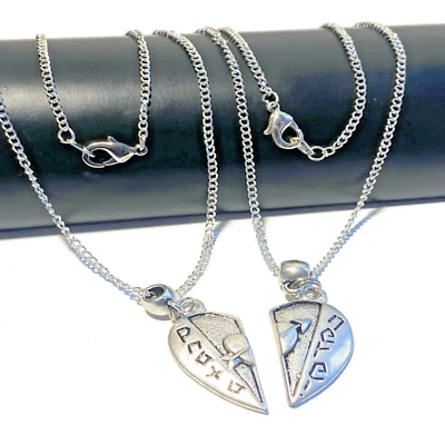 Collana con ciondolo cuore spezzato da uomo donna catenina girocollo lunga 45 cm - Immagine 1 di 4