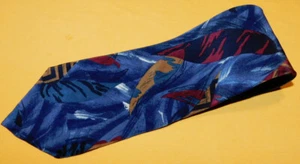 CHRISTIAN DIOR MADE IN U.S.A. BLUE/RED/YELLOW ABSTRACT DESIGN TIE - NECK TIES. - Picture 1 of 3