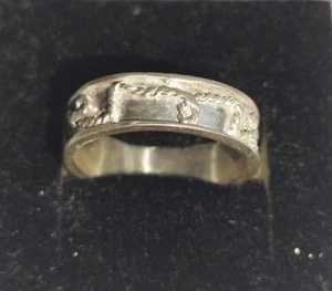 Vintage Handmade Unique Silver Ring with Rope Ornament, Size O1/2 (17.45mm) 2.7g - Picture 1 of 5