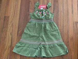 New Gymboree Girls Floral Reef Olive Green Dress Size 4 4T - Picture 1 of 9