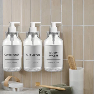 1/2/3 Pcs 500ml Soap Dispenser Shampoo Bottle with 8 Labels Wall Mounted Bracket - Picture 1 of 19