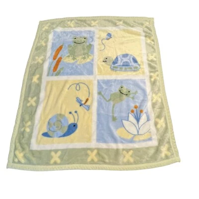 Kidsline Baby Blanket Security Lovey Green Frog Snail Turtle Plush High Pile - Image 1 of 4