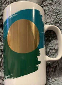 Starbucks Coffee Mug Gold Dot Series White Teal Green 16 fl oz Cup 2014[T] - Picture 1 of 9