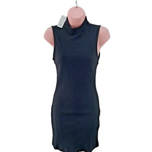 River Island Sleeveless Midi Dress, High Neck, Ribbed, Size UK 8, Black - Picture 1 of 17