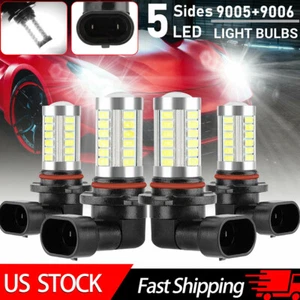 Weiß 4x 9005 9006 Combo LED Nebel Fahrlicht Glühbirnen Umbausatz 6500K Super - Bild 1 von 9