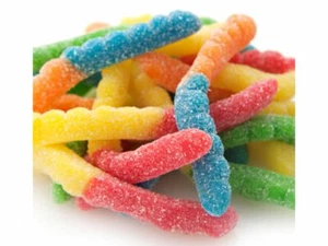 SAURE NEON ZOLL WÜRMER - Gelee Süßigkeiten - 1 LB TASCHE - GROSSHEIT - KOSTENLOSER VERSAND - Bild 1 von 3