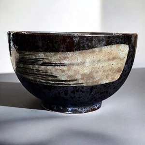 G0089 Japanische Teeschale Black Chawan - Ölfleck Tenmoku & Hakeme Style - Bild 1 von 7