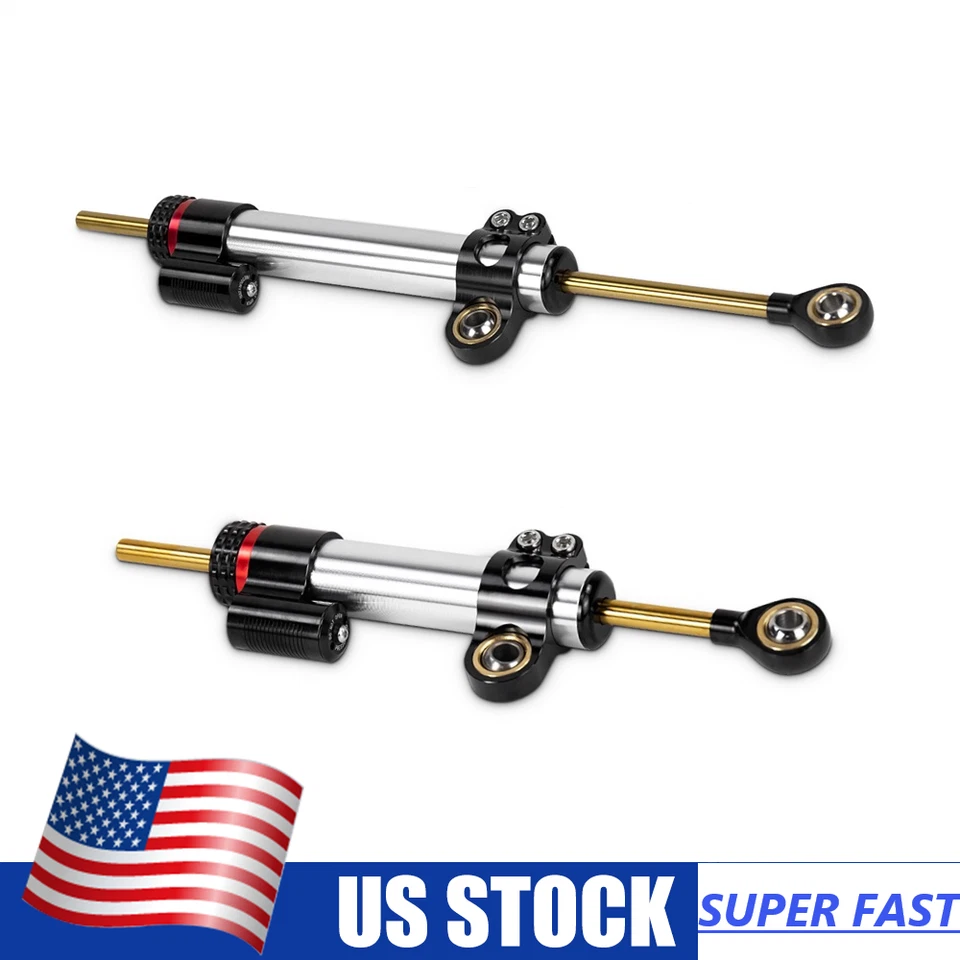 Amortiguador de dirección estabilizador plateado estilo corto/largo de 10" 13" para Honda Suzuki EE. UU. Foto 1 de 4