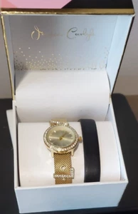 Jessica Carlyle Gold Stainless Mesh Crystal Love Womens Watch + Bracelet W2 - Picture 1 of 1