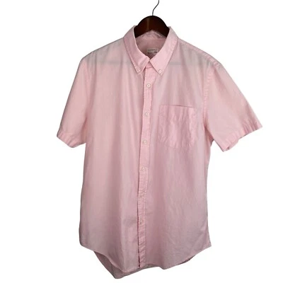 Club Monaco Size Large Pink Slim Fit Short Sleeve Button Shirt Preppy Casual - Image 1 of 4