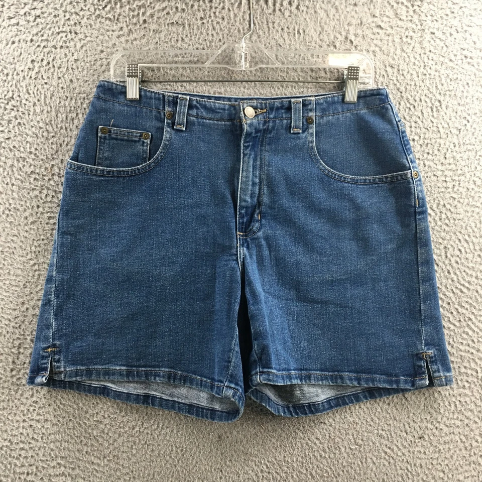 Pantalones Cortos Liz Claiborne Mamá Mujer 12 (real 32x6) Azul Denim Mezcla Algodón Cremallera Mosca Foto 1 de 4